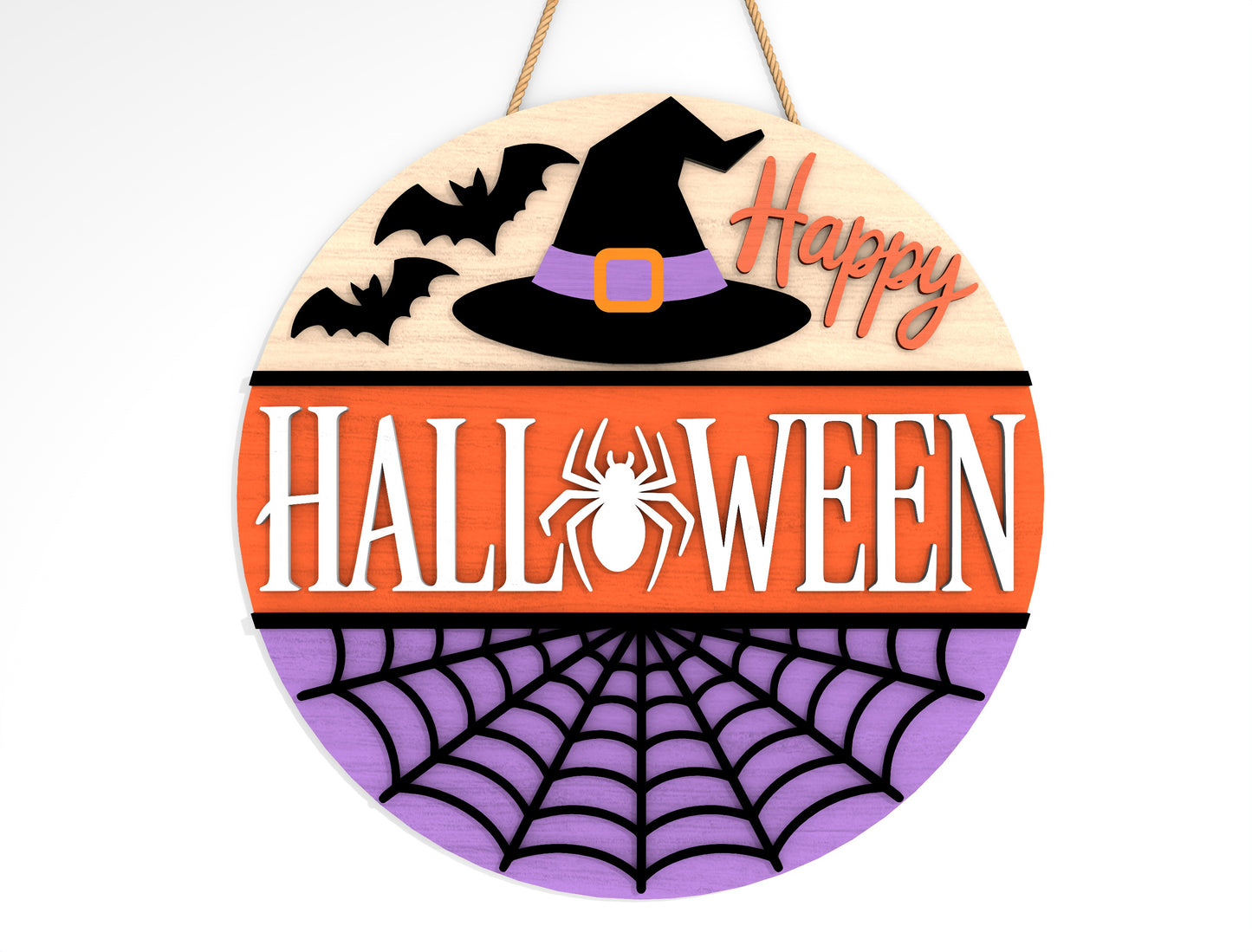 Happy Halloween Witch Hat Door Hanger SVG Set for Glowforge xTool LightBurn