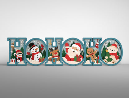 3D Layered Christmas Word Sign SVG Bundle 3