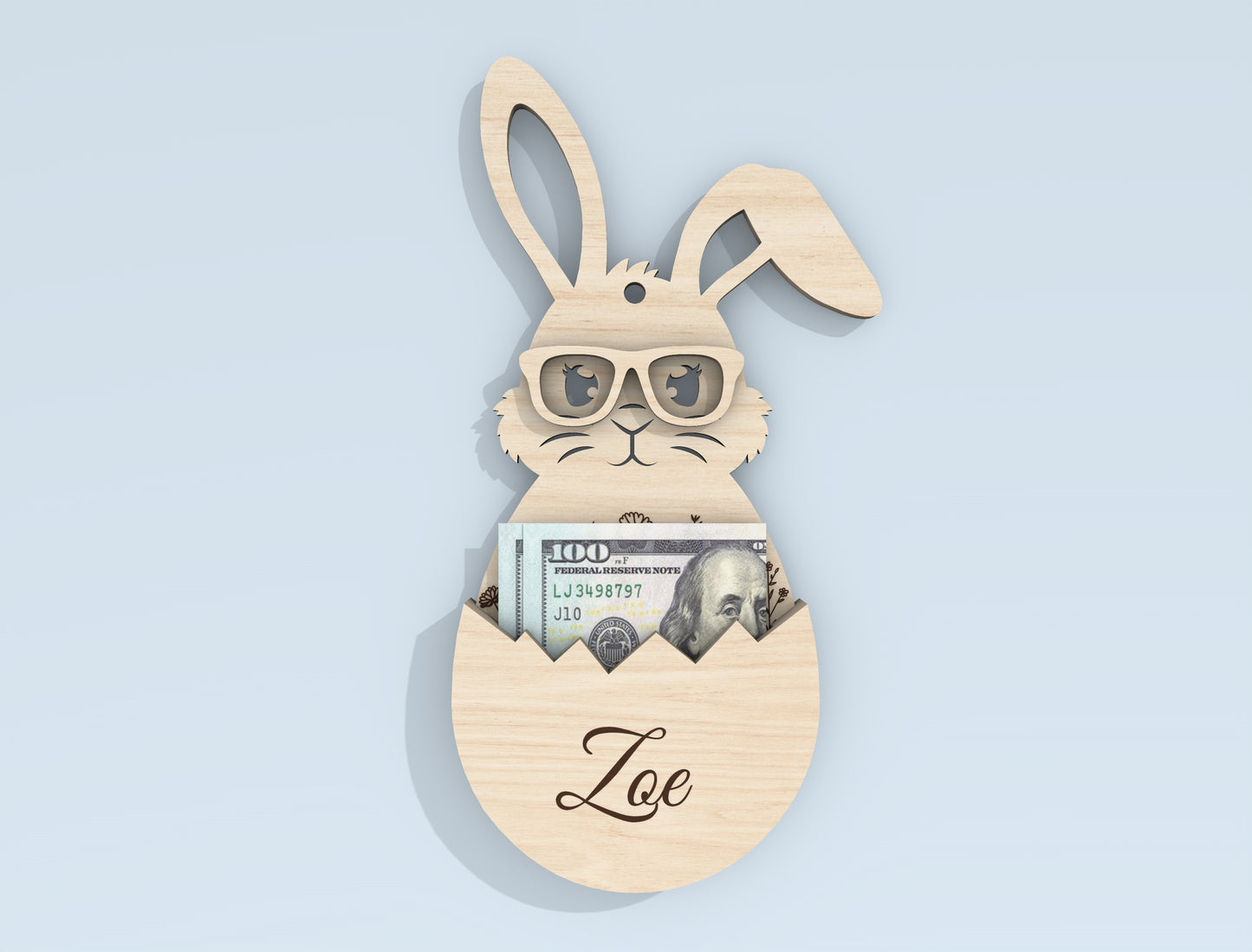 Personalized Easter Bunny Money Holder SVG Bundle for Glowforge