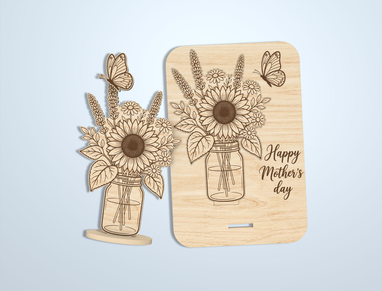 Floral Card Stand SVG Bundle Mother's Day Laser Cut File for Glowforge and xTool