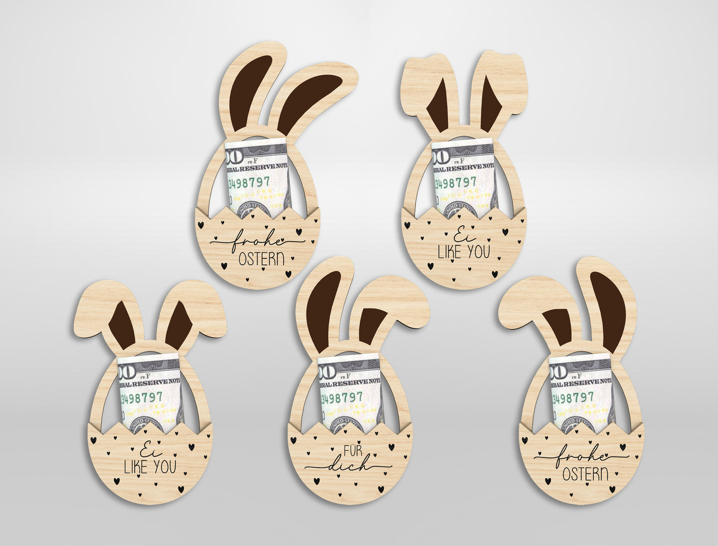 Bunny Money Holder Ornament SVG Easter 13 Designs for Glowforge and xTool