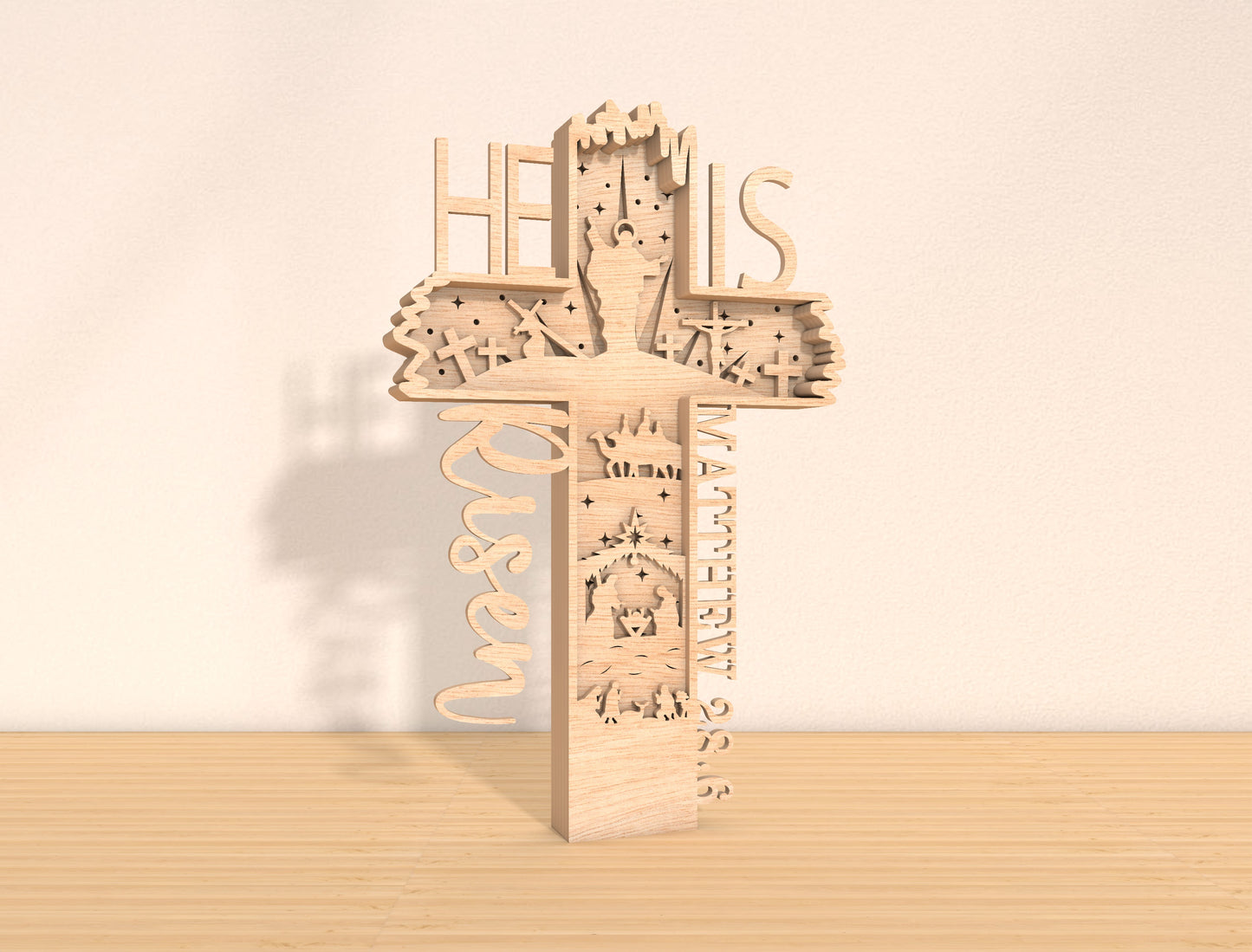He Is Risen Matthew 28:6 Multilayer Cross SVG for LightBurn and xTool