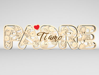 Dad Multilayer Name Sign SVG Laser Cut File for Glowforge and LightBurn