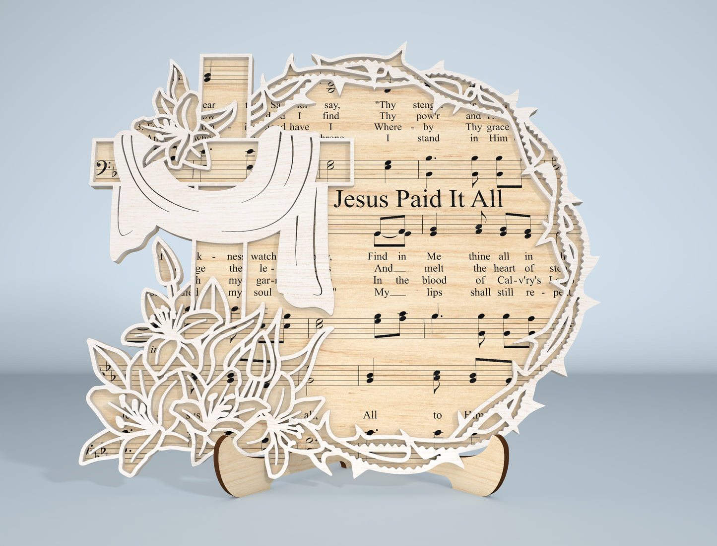 Easter Day Christian Tabletop Decor Laser Cut File | Religious Layered Wood Sign | Ready to Cut | Glowforge, xTool, LightBurn, etc.