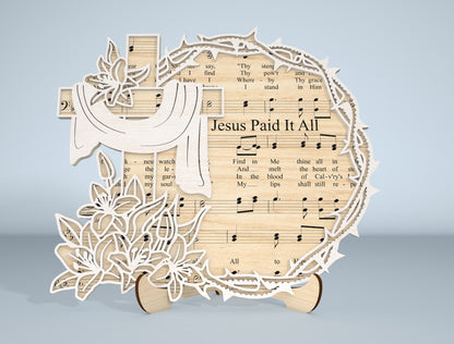 Easter Day Christian Tabletop Decor Laser Cut File | Religious Layered Wood Sign | Ready to Cut | Glowforge, xTool, LightBurn, etc.