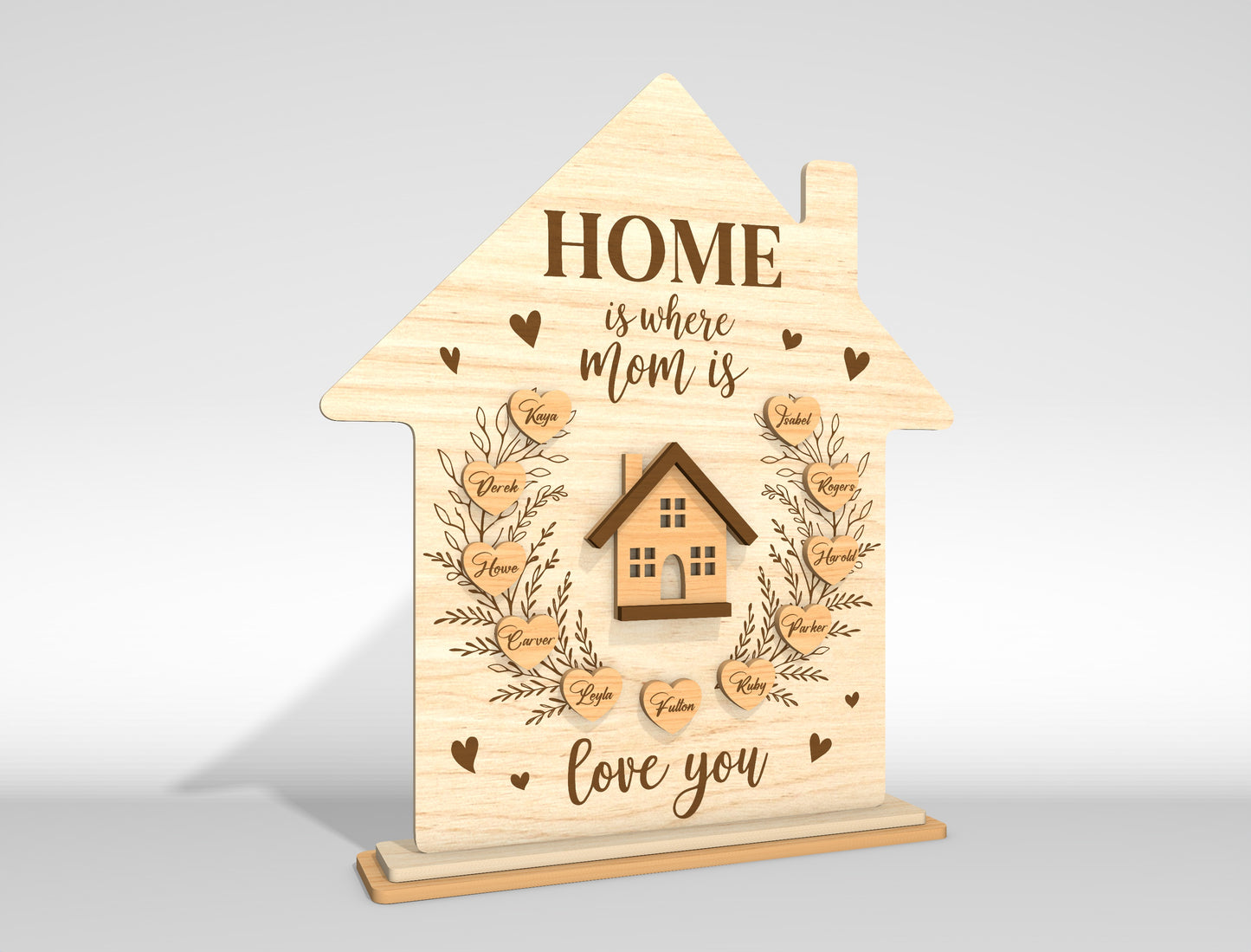 Personalized Mom House SVG Home Is Where Mom Is Laser Cut File for Glowforge and LightBurn