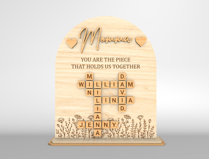 Personalized Mom Crossword Sign SVG for Glowforge and LightBurn
