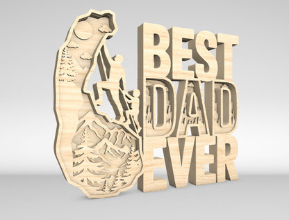 Best Dad Ever Hiking Sign SVG Laser Cut File for xTool and LightBurn