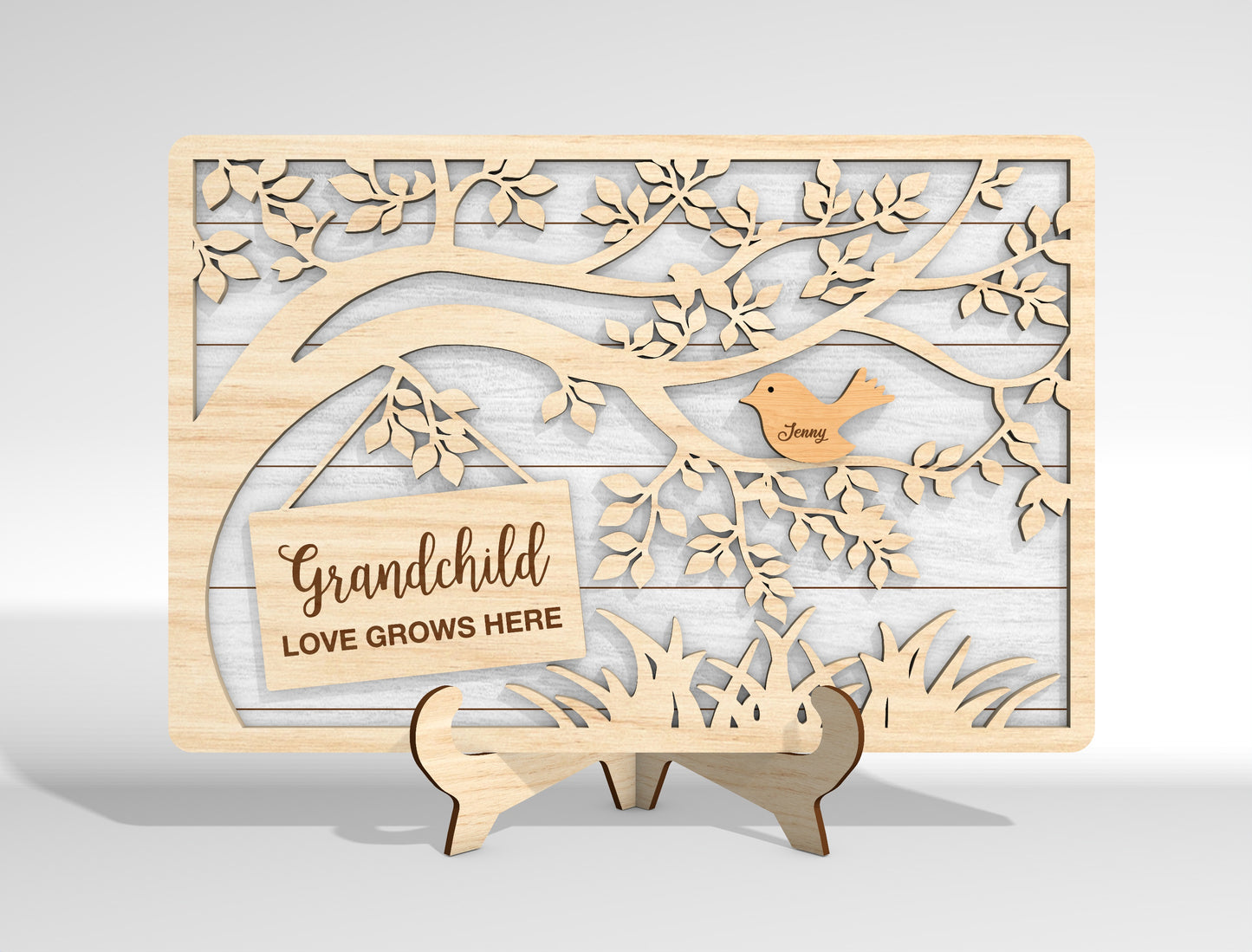 Personalized Bird Family Custom Name Tree Sign SVG for xTool