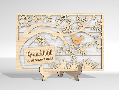 Personalized Bird Family Custom Name Tree Sign SVG for xTool