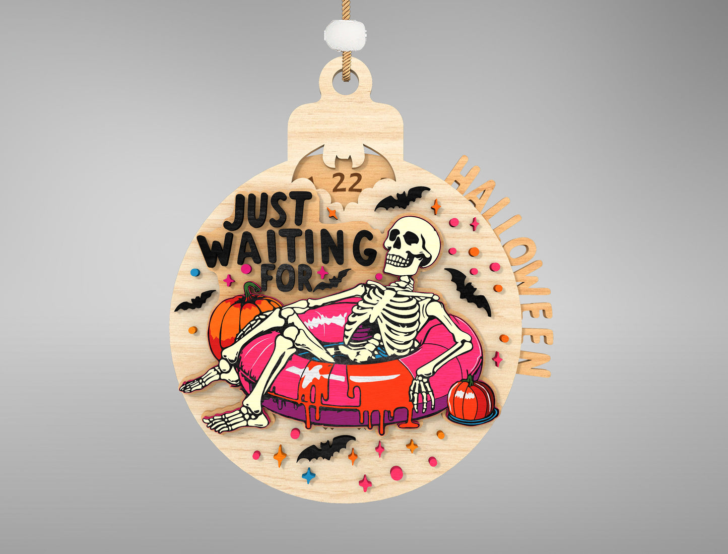 Halloween Skeleton Countdown Ornament SVG Engraved Cutout Bundle for xTool LightBurn