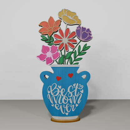 Floral Mom Mug Tabletop Decor SVG Mother's Day for LightBurn