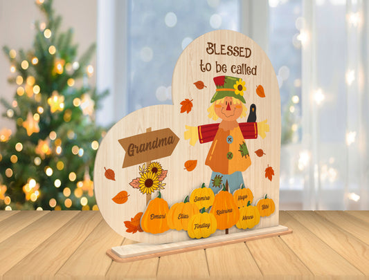 Personalized Blessed to be Called Grandma Scarecrow Sign SVG for Glowforge xTool LightBurn