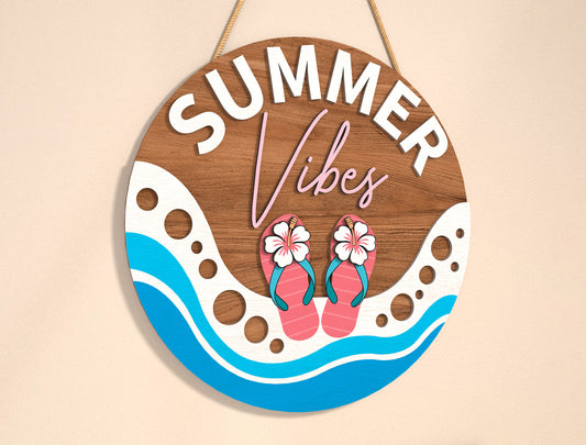 “Summer Vibes” Beach Door Sign SVG for Glowforge and LightBurn