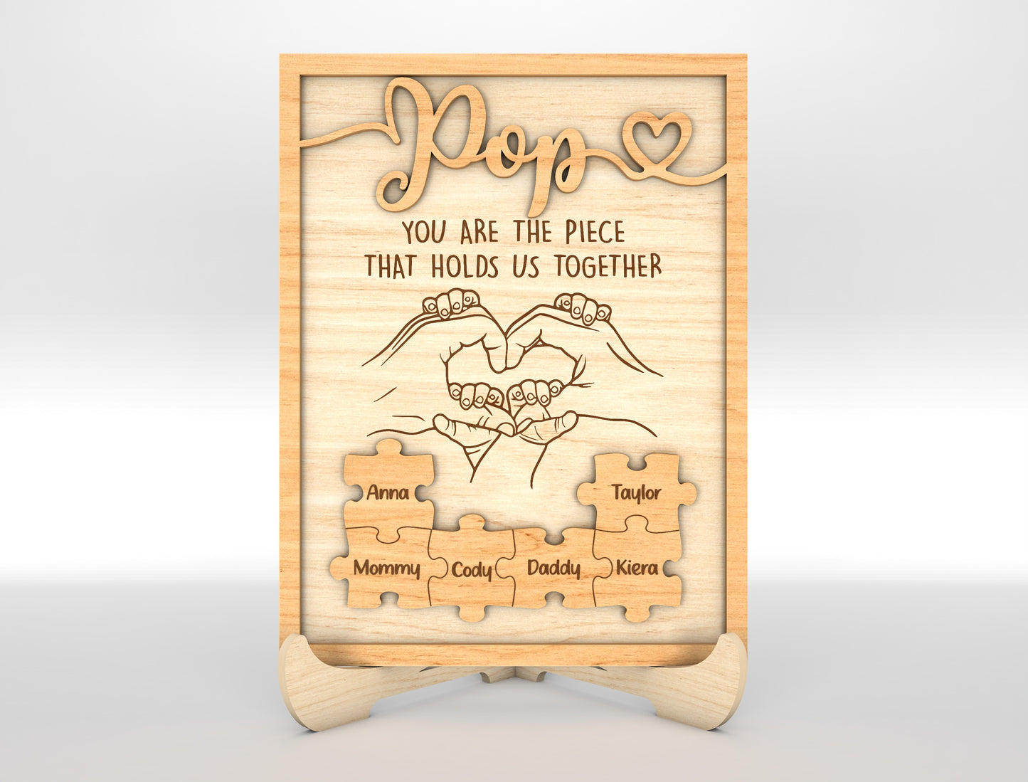 Personalized Dad Puzzle Hands SVG Laser Cut File for Glowforge