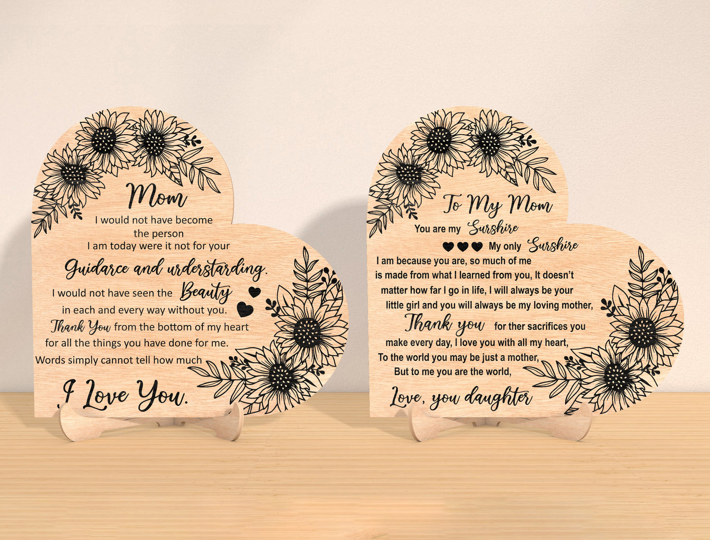 Mom Sunflower Poem Plaque SVG Bundle for Glowforge and LightBurn