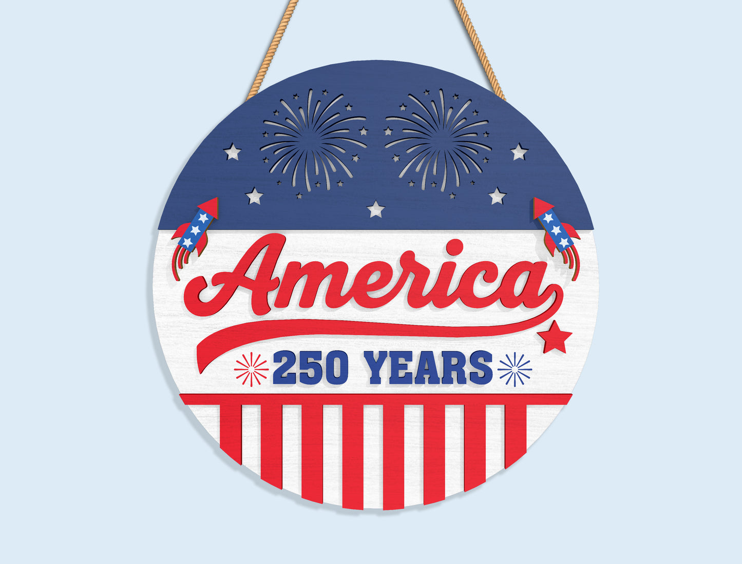 America 250 Round Sign SVG Bundle for Glowforge and xTool