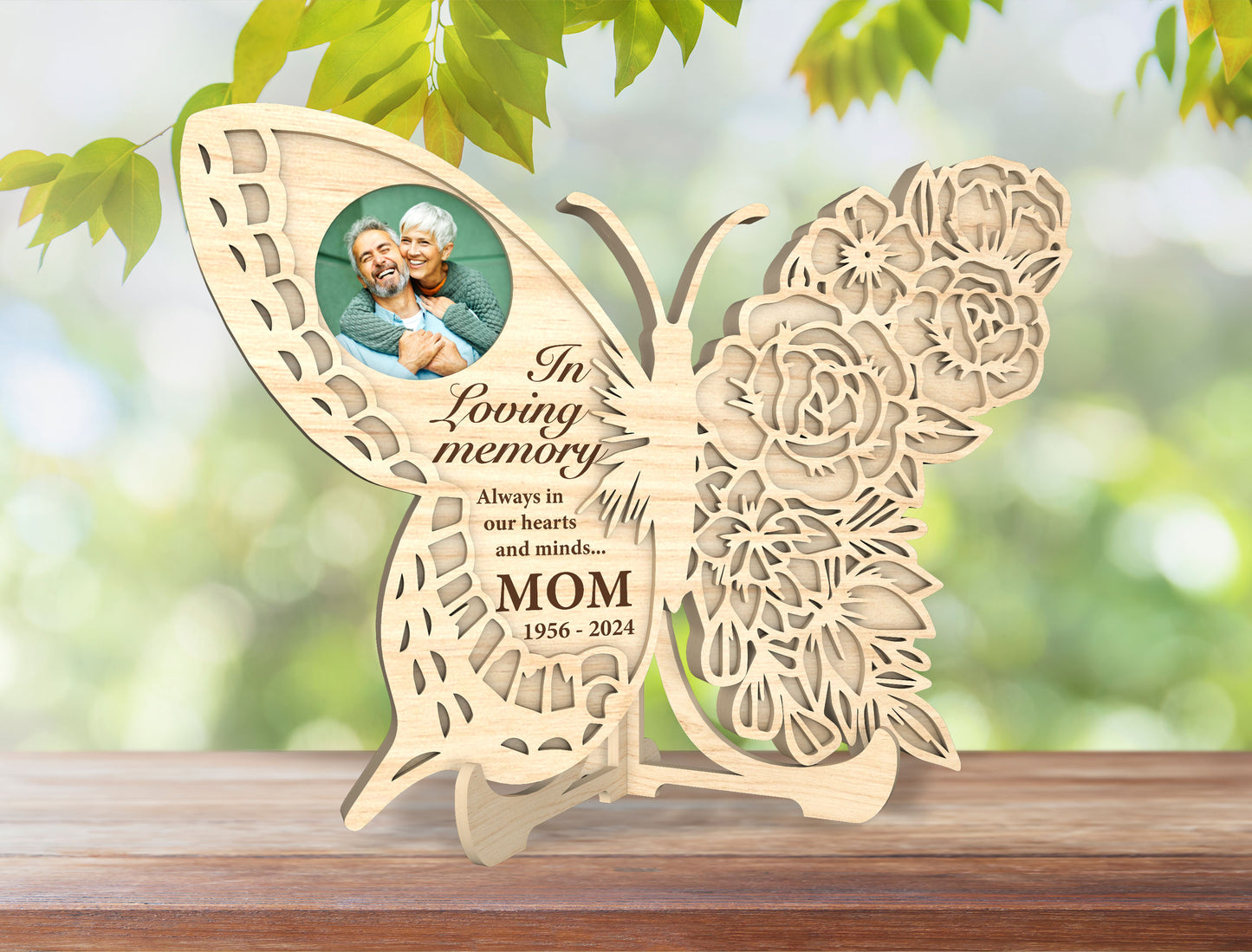 Butterfly Memorial Tabletop SVG Photo Mom for Glowforge and xTool