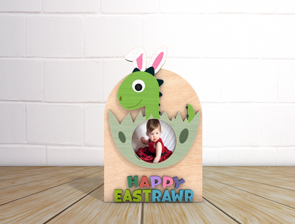 Dinosaur Easter Photo Frame SVG Bundle Kids Bunny Dino for LightBurn