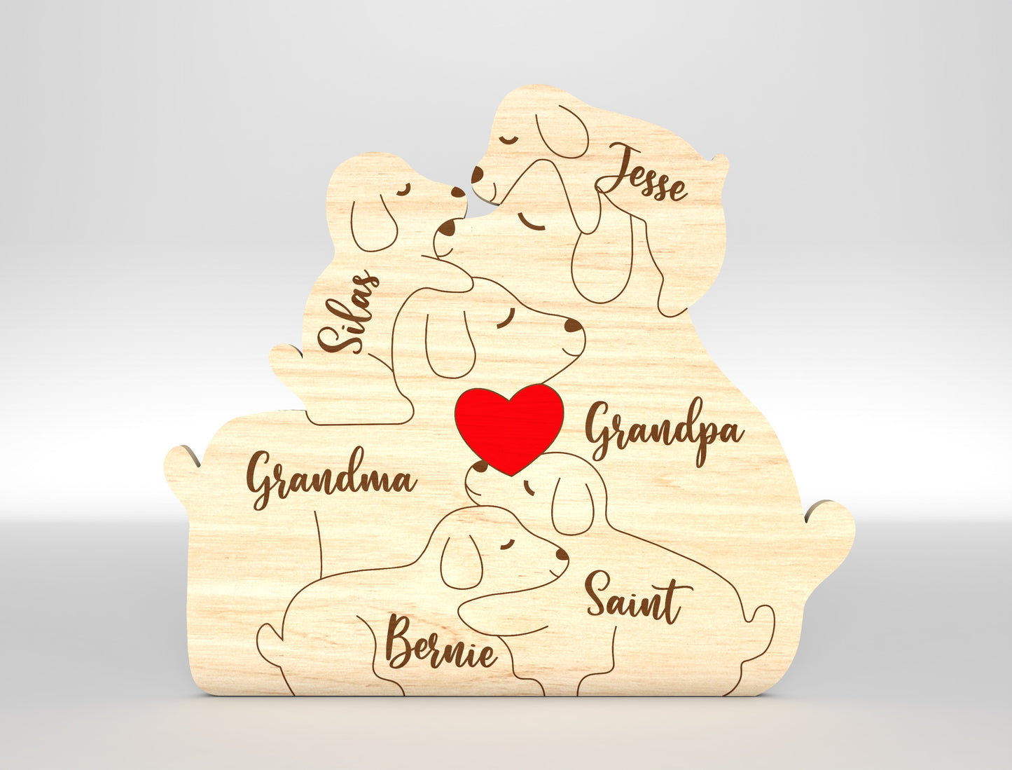 Personalized Dog Family Puzzle Sign SVG for xTool and Glowforge