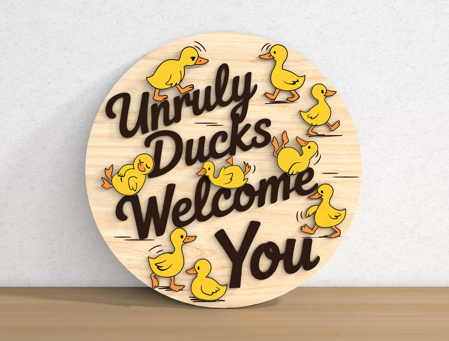 Funny Duck Door Hanger SVG Bundle 8 Round Sign Designs for xTool Glowforge LightBurn
