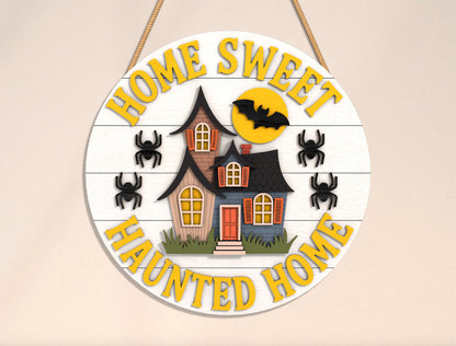 Haunted House Round Door Hanger SVG Set for Glowforge xTool LightBurn 2 Designs