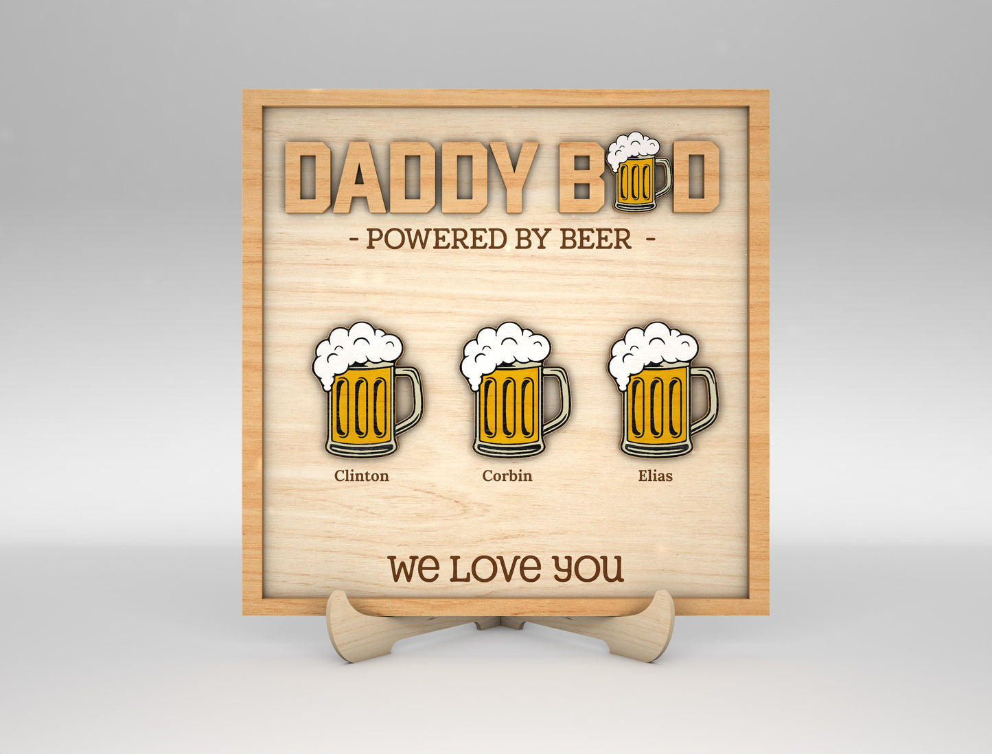 Grandpa Powered by Beer Sign SVG Laser Cut File for Glowforge and xTool
