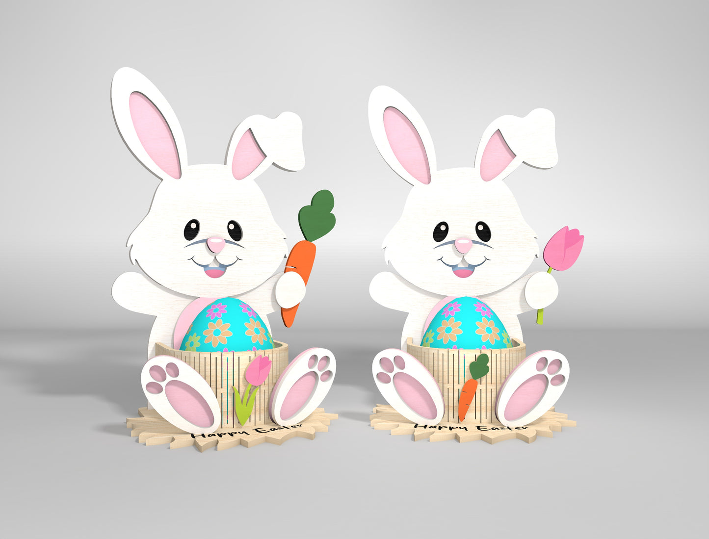 Cute Bunny Egg Holder Stand SVG Easter 4 Designs for Glowforge and xTool