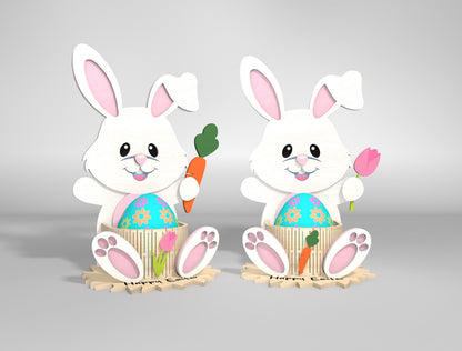 Cute Bunny Egg Holder Stand SVG Easter 4 Designs for Glowforge and xTool
