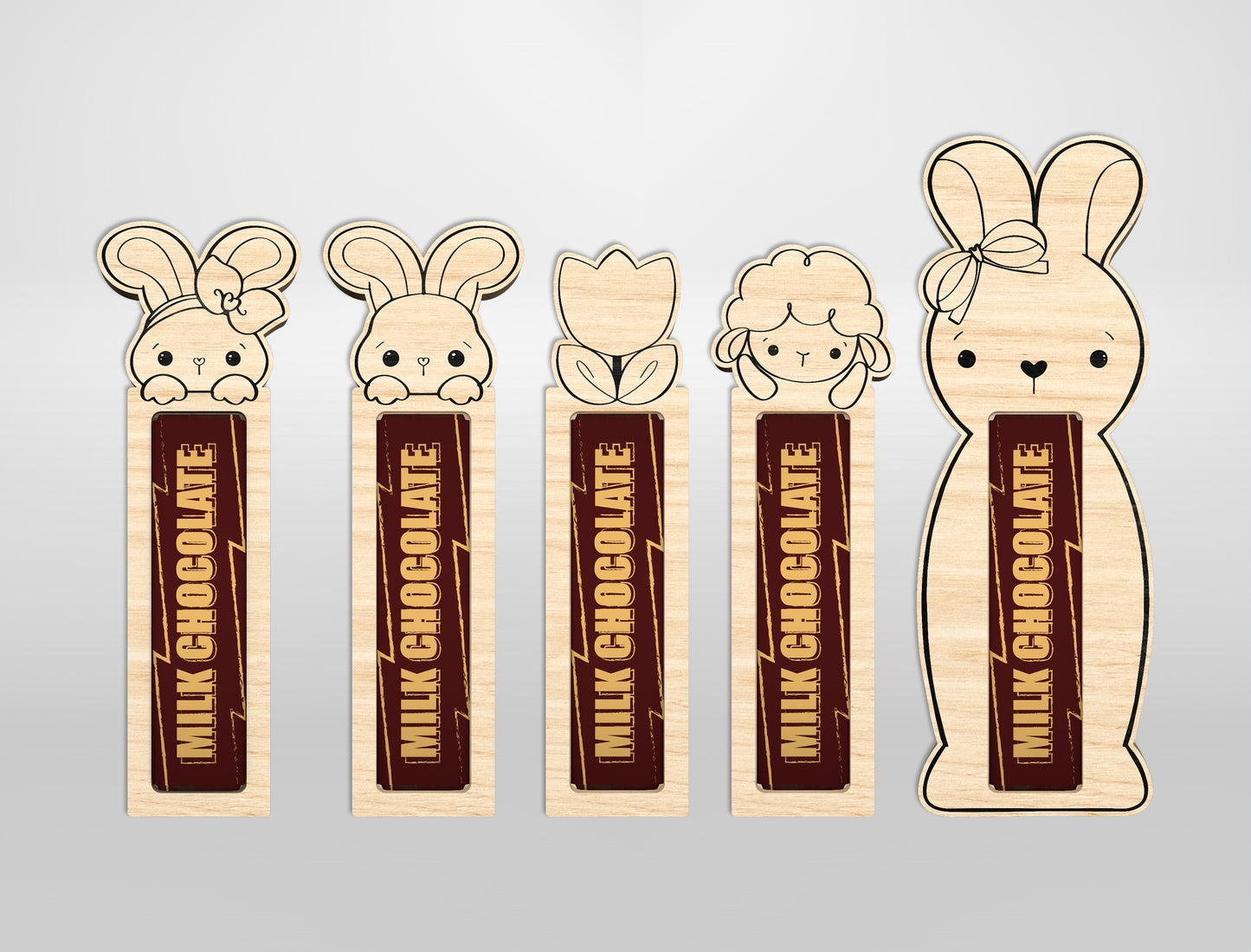 Easter Bunny Chocolate Holder SVG Bundle Candy Bar for Glowforge and xTool