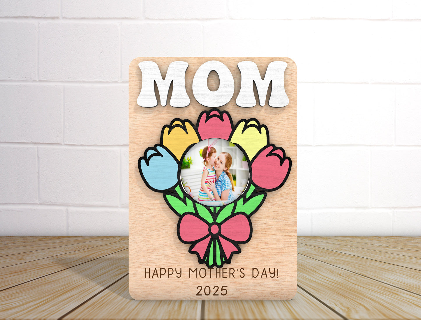 Mom Tulip Photo Frame SVG Bundle Mother's Day for LightBurn and xTool