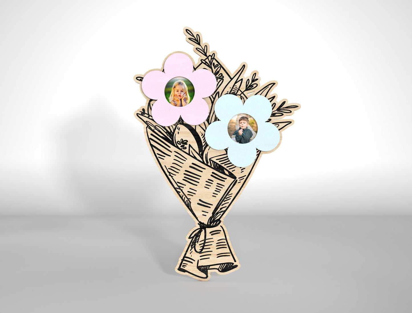 Mother's Day Flower Photo Frame SVG Bouquet for LightBurn and xTool