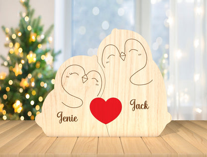 Personalized Penguin Family Puzzle SVG for Glowforge and xTool