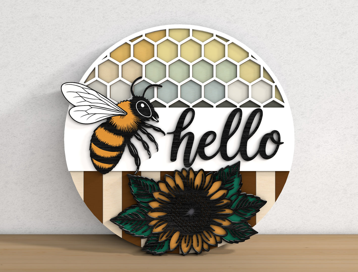 Bee Honeycomb Door Sign SVG Bundle Laser Cut File for Glowforge and xTool
