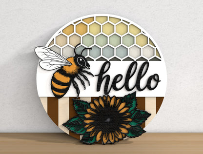 Bee Honeycomb Door Sign SVG Bundle Laser Cut File for Glowforge and xTool