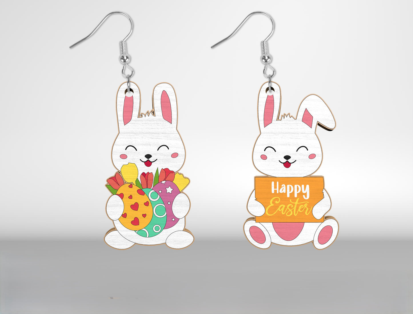 Easter Bunny Earrings SVG Set 10 Designs Cute Jewelry for LightBurn and xTool
