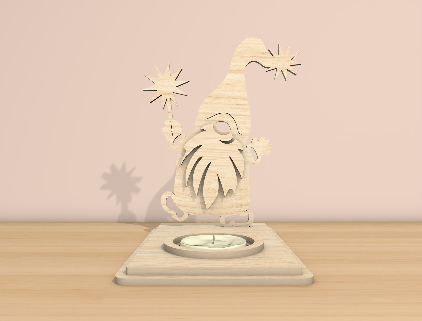 Christmas Santa Candle Holder Laser Cut File | Ready to Cut | Glowforge, xTool, LightBurn, etc.