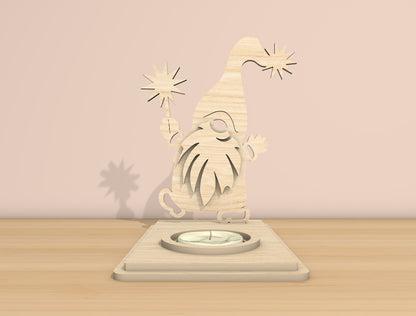 Christmas Santa Candle Holder Laser Cut File | Ready to Cut | Glowforge, xTool, LightBurn, etc.