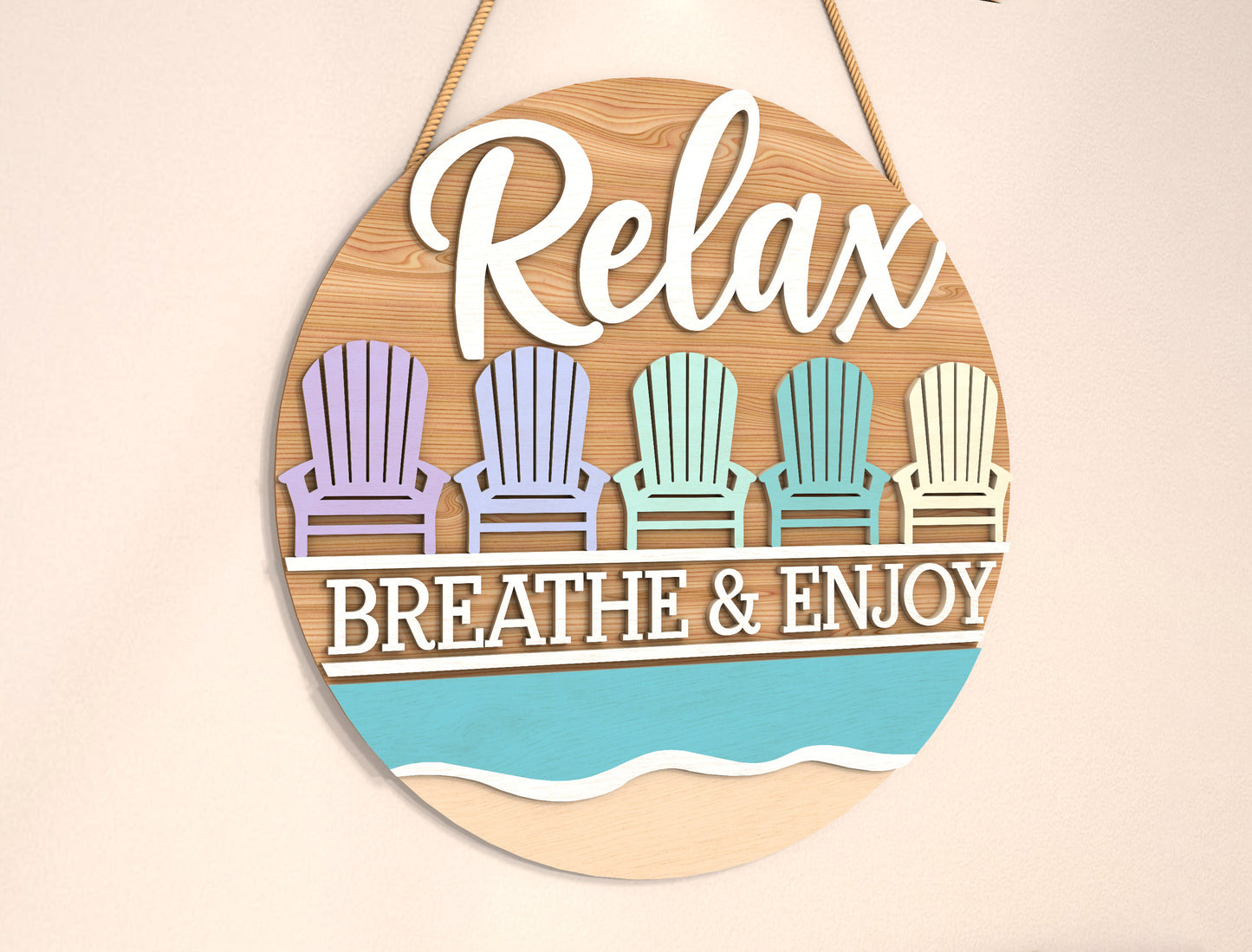 “Relax Breathe and Enjoy” Beach Door Sign SVG for Glowforge