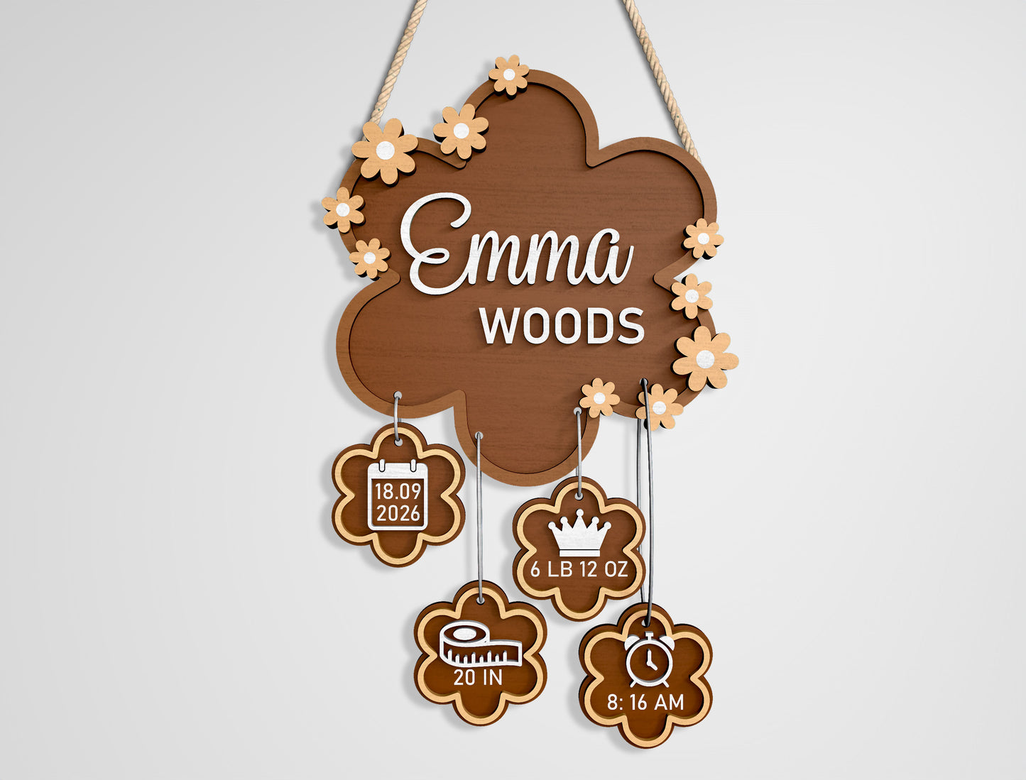 Woodland Baby Name Sign SVG File for Glowforge and xTool