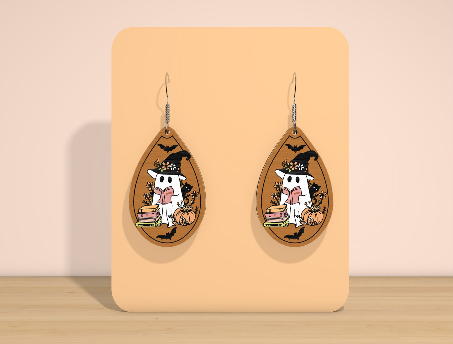Halloween Ghost Teardrop Earrings SVG Bundle for Glowforge xTool LightBurn 8 Designs