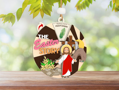 Easter Story Wheel Ornament SVG Rotating Wooden Easter for LightBurn and xTool