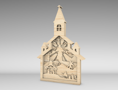 Christian Church Multilayer Jesus Cross Nativity SVG for Glowforge