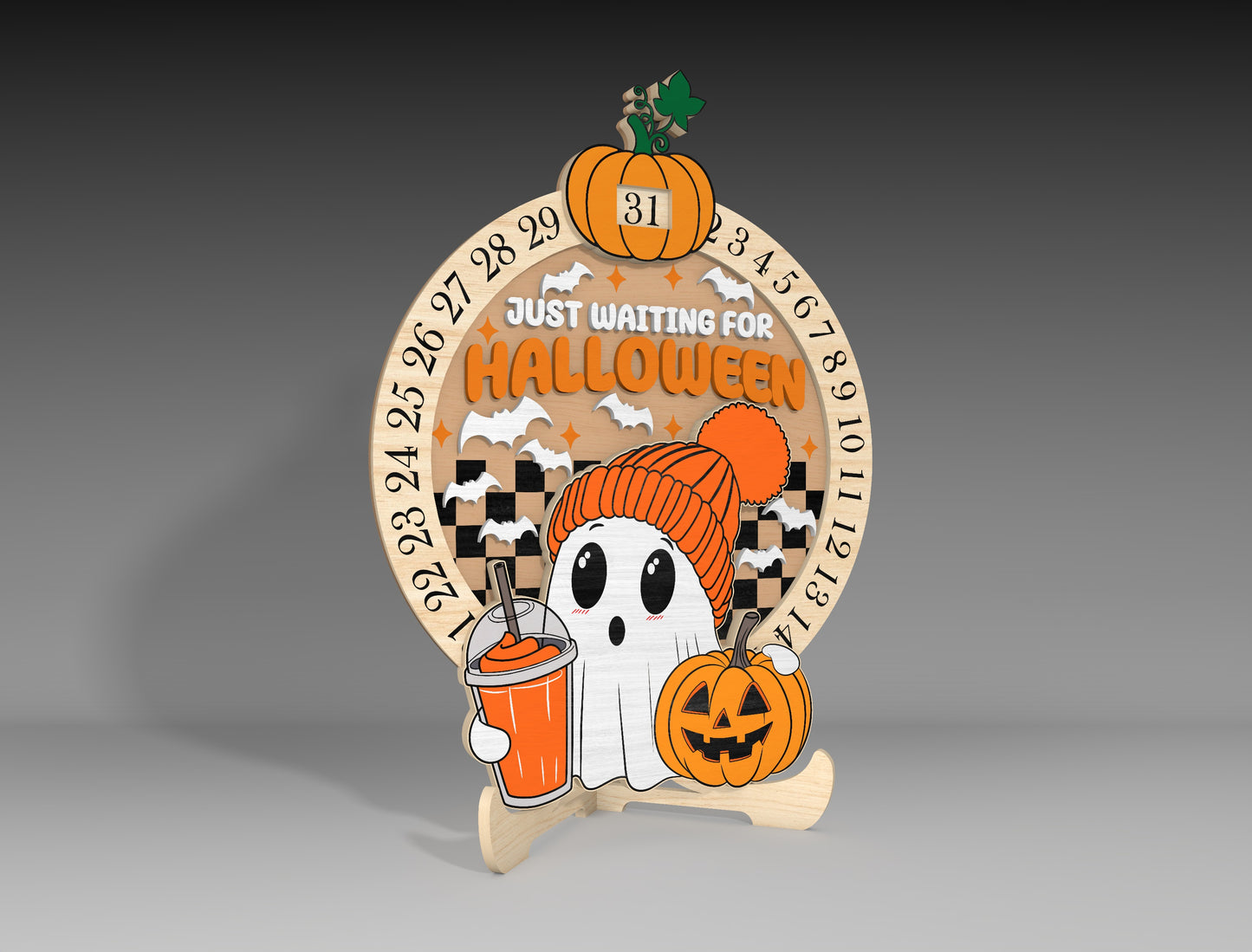 Halloween Ghost Countdown Calendar SVG for LightBurn Glowforge xTool