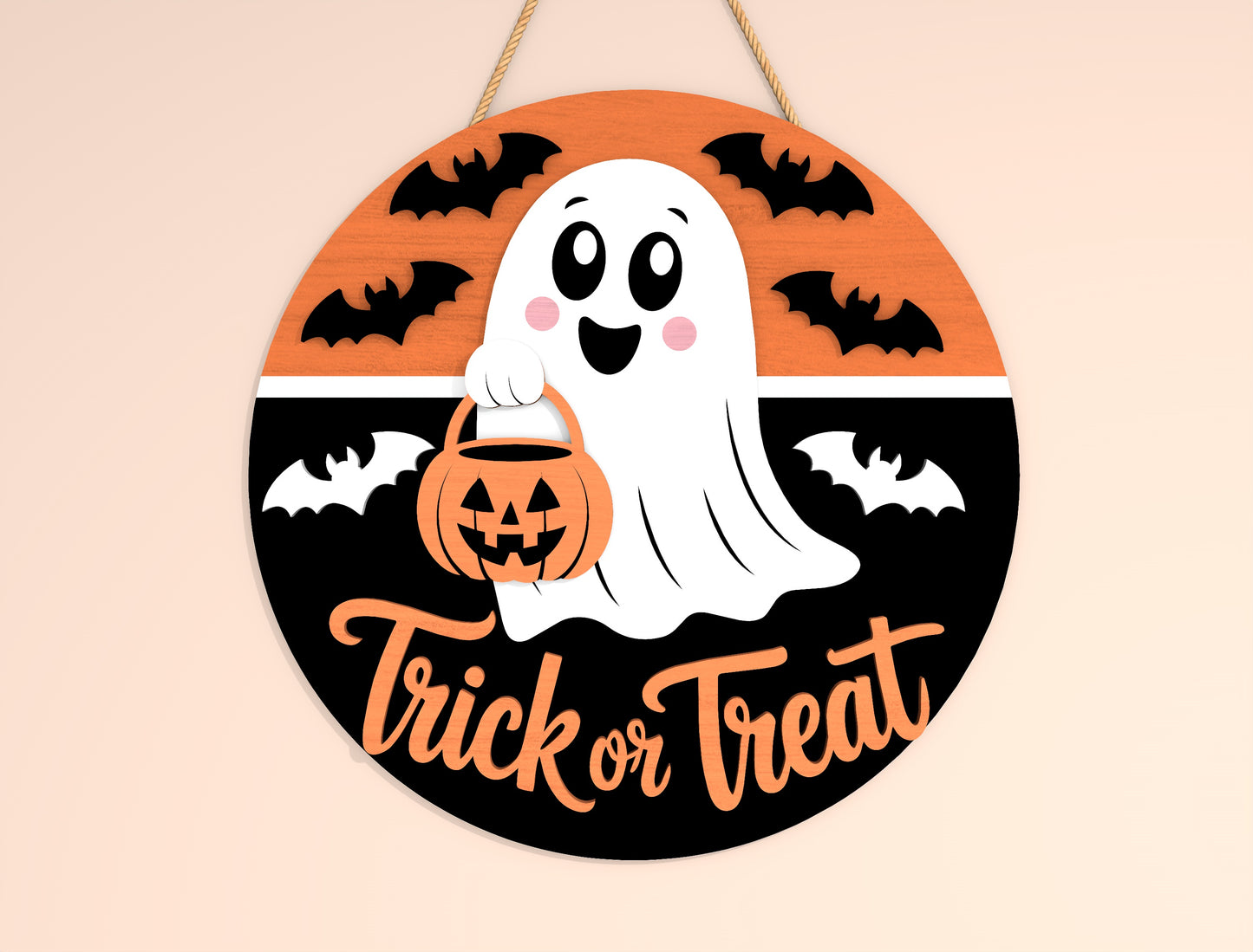 Spooky Ghost Halloween Door Hanger SVG Bundle for Glowforge xTool LightBurn