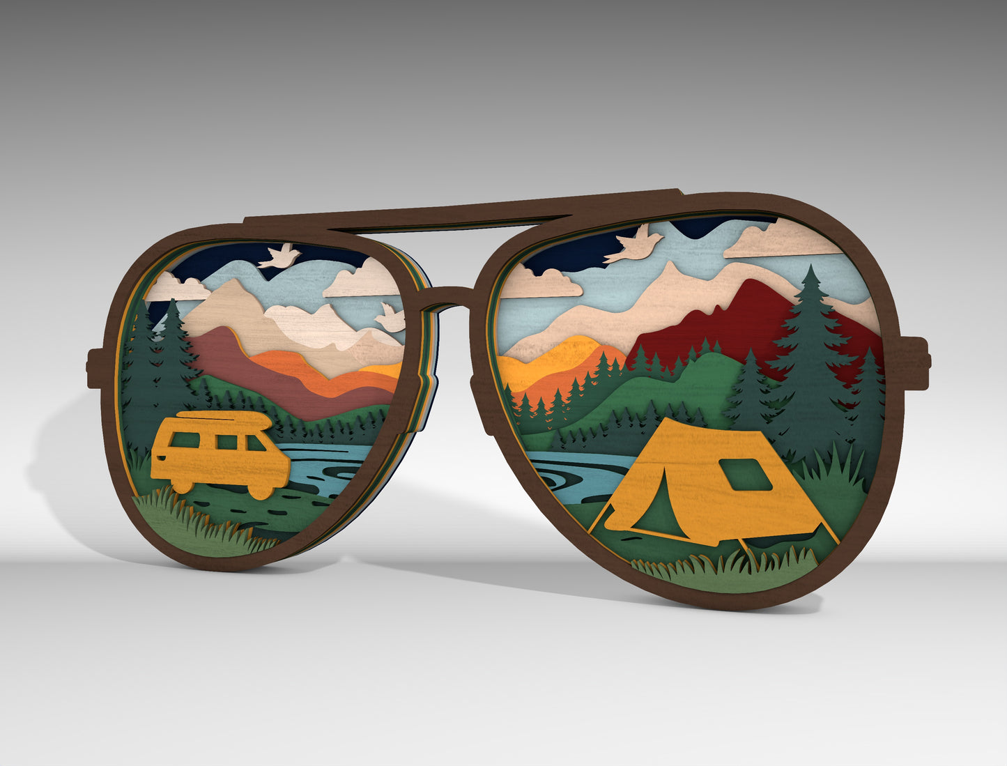 Camping Sunglasses Multilayer SVG for Glowforge and LightBurn