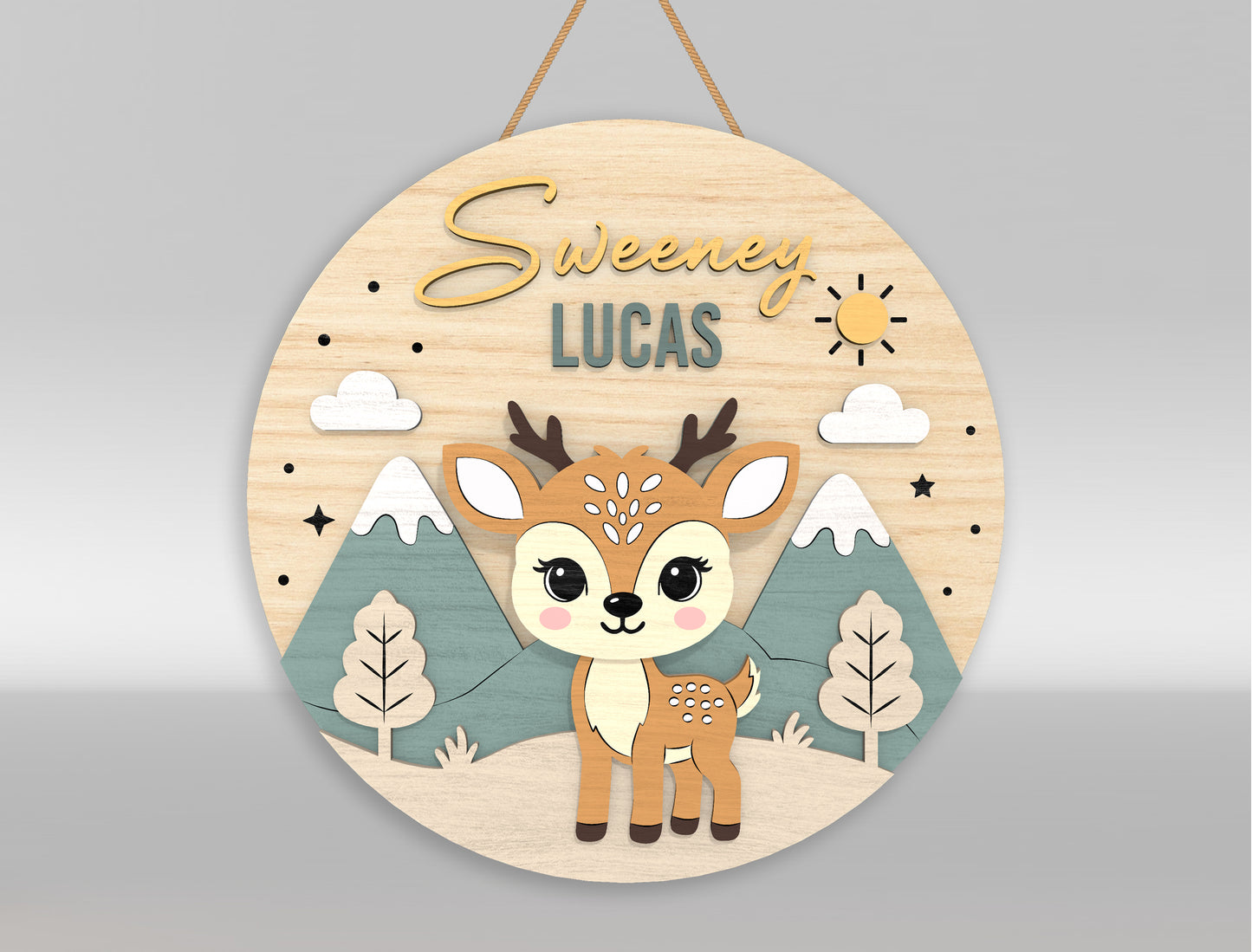 Woodland Fox Nursery Name Sign SVG for Glowforge and LightBurn
