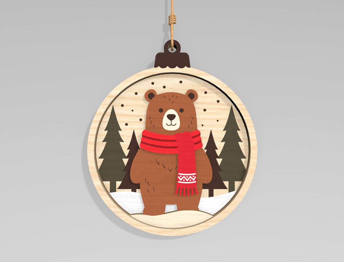 Christmas Woodland Animal Ornament SVG Bundle Laser Cut Files