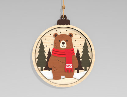 Christmas Woodland Animal Ornament SVG Bundle Laser Cut Files