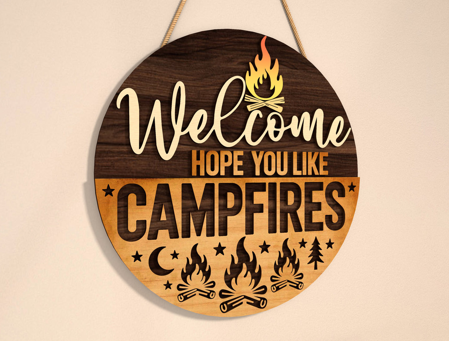 “Hope You Like Campfires” Door Sign SVG for Glowforge and xTool